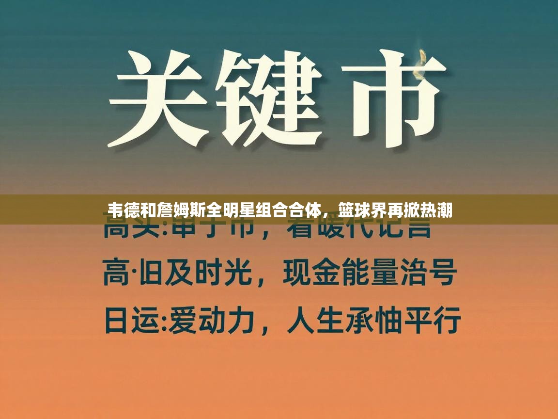 韦德和詹姆斯全明星组合合体，篮球界再掀热潮  第1张